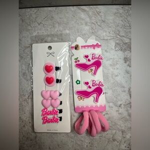 Pink and Red Hair Accessories Set with Heart and Shoe Designs